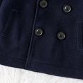 Baby Girl Knitted Long-sleeve Spliced Lapel Neck Double Breasted Coat Deep Blue