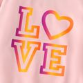 2pcs Kid Girl Letter Print Pink Sweatshirt and Heart Print Pants Set Pink