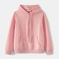 Family Matching Solid Waffle Long-sleeve Drawstring Hoodies ColorBlock