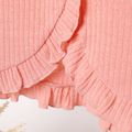 Baby Girl Solid Rib Knit Ruffle Trim Long-sleeve Cardigan Mauve Pink