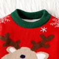 Christmas Baby Boy/Girl Reindeer Graphic Long-sleeve Knitted Sweater Red image 4
