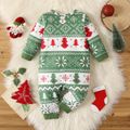 Christmas Baby Boy/Girl Allover Print Long-sleeve Jumpsuit Chartreuse image 1