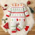 Christmas Baby Boy/Girl Allover Print Long-sleeve Jumpsuit Red