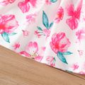 Baby Girl Solid Rib Knit Ruffle Trim Bow Front Long-sleeve Faux-two Floral Print Dress Roseo image 5