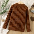kid Boy Zipper Design Brown Textured Knit Sweater Caramel image 2