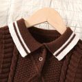 Kid Boy Preppy style Lapel Collar Textured Knit Sweater Coffee image 3