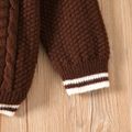 Kid Boy Preppy style Lapel Collar Textured Knit Sweater Coffee image 4