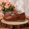 Toddler Simple Plain Buckle Velcro Soft Sole Shoes Brown image 3
