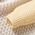 Kid Girl Basic Solid Color Textured Knit Sweater OffWhite image 4
