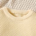 Kid Girl Basic Solid Color Textured Knit Sweater OffWhite image 3