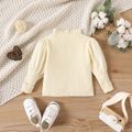 Baby Girl Solid Knitted Frill Mock Neck Puff-sleeve Sweater OffWhite image 3