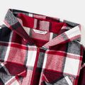 Family Matching Plaid Drop Shoulder Long-sleeve Zipper Hoodies Red image 3