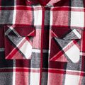 Family Matching Plaid Drop Shoulder Long-sleeve Zipper Hoodies Red image 4