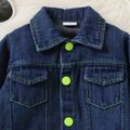 2pcs Baby Girl Long-sleeve Denim Jacket and Fluorescent Color Halter Bell Bottom Jumpsuit Set Green image 5