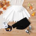 Halloween 2pcs Baby Boy/Girl 95% Cotton Leggings and Pumpkin Print Hooded Cloak Set White image 2