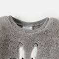 Looney Tunes Baby Boy/Girl Cartoon Animal Embroidered Long-sleeve Thermal Fuzzy Pullover Grey image 3
