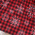Kid Girl Christmas Graphic 3D Bowknot Design Splice Long-sleeve Dress redblack image 4