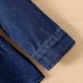 100% Cotton Baby Girl Mock Neck Ruffle Hem Long-sleeve Zipper Denim Jacket Blue image 4