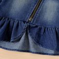 100% Cotton Baby Girl Mock Neck Ruffle Hem Long-sleeve Zipper Denim Jacket Blue image 5