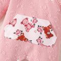 Baby Girl Allover Bear Print Lined Hooded Long-sleeve Frill Textured Jumpsuit Light Pink image 4