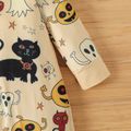 Halloween Baby Boy/Girl Long-sleeve Allover Print Jumpsuit Beige
