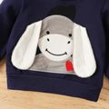 2pcs Baby Boy 3D Ears Animal Embroidered Long-sleeve Hoodie and Sweatpants Set Tibetanblue image 4