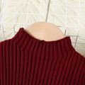 Toddler Girl Ribbed Mock Neck Cold Shoulder Knit Sweater Burgundy image 3