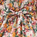 Toddler Girl Floral Print Ruffle Collar Belted Long-sleeve Dress Multi-color image 4