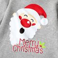 2pcs Toddler Girl Christmas Santa Print Long-sleeve Tee and Floral Print Leggings Set Lightgrey image 3