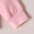 Kid Girl Unicorn Print Pocket Design Fleece Lined Pink Sweatshirt Pink image 4