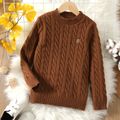 Kid Boy/Kid Girl Basic Solid Color Textured Knit Sweater Coffee image 1