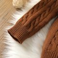 Kid Boy/Kid Girl Basic Solid Color Textured Knit Sweater Coffee image 5