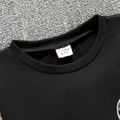 2pcs Kid Boy Letter Embroidered Plaid Splice Sweatshirt and Pants Set Black image 2