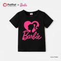 Barbie Mommy and Me Cotton Short-sleeve Heart & Letter Print Black Tee Black