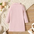 Toddler Girl Solid Color Turtleneck Ribbed Long-sleeve Sweater Dress (Waist bag is NOT included） Pink