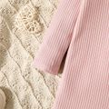 Toddler Girl Solid Color Turtleneck Ribbed Long-sleeve Sweater Dress (Waist bag is NOT included） Pink