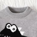 Baby Boy Dinosaur Pattern Grey Knitted Long-sleeve Pullover Sweater Grey