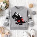 Baby Boy Dinosaur Pattern Grey Knitted Long-sleeve Pullover Sweater Grey image 1