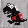 Baby Boy Dinosaur Pattern Grey Knitted Long-sleeve Pullover Sweater Grey image 4