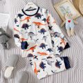 2pcs Kid Boy Animal Dinosaur Print Long-sleeve Tee and Pants Pajamas Set Tibetanbluewhite image 1