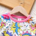 Toddler Girl Dinosaur Print Spike Design Pullover Sweatshirt Colorful image 3