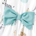 Baby Girl Allover Animal Print Ruffle Trim Bow Front Long-sleeve Dress Blue image 4