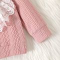 2pcs Baby Girl Lace Ruffle Trim Long-sleeve Textured Top and Pants Set Pink image 5
