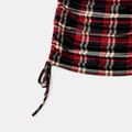 Family Matching Plaid Short-sleeve Ruched Drawstring Bodycon Dresses and Polo Shirts Sets Black image 5
