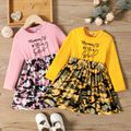 Toddler Girl Faux-two Letter Leopard Print Splice Long-sleeve Pink image 2
