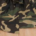 2pcs Toddler Girl Ruffled Ribbed Black Tee and Camouflage Print Irregular Belted Skirt Set Black image 5