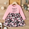 Toddler Girl Faux-two Letter Leopard Print Splice Long-sleeve Pink image 1