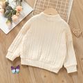 Toddler Girl Letter Embroidered Textured Button Design Mock Neck Tee Apricot image 2