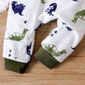 2pcs Baby Boy Allover Dinosaur Print Overalls and Solid Long-sleeve Tee Set blackishgreen image 5