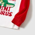 Christmas Family Matching Red Raglan-sleeve Dinosaur & Letter Print Plaid Pajamas Sets (Flame Resistant) Red